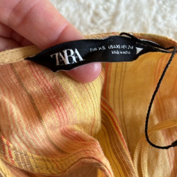 Zara‎ Women's Tan & Yellow striped vest tank Crop-top size xs - Picture 10 of 10